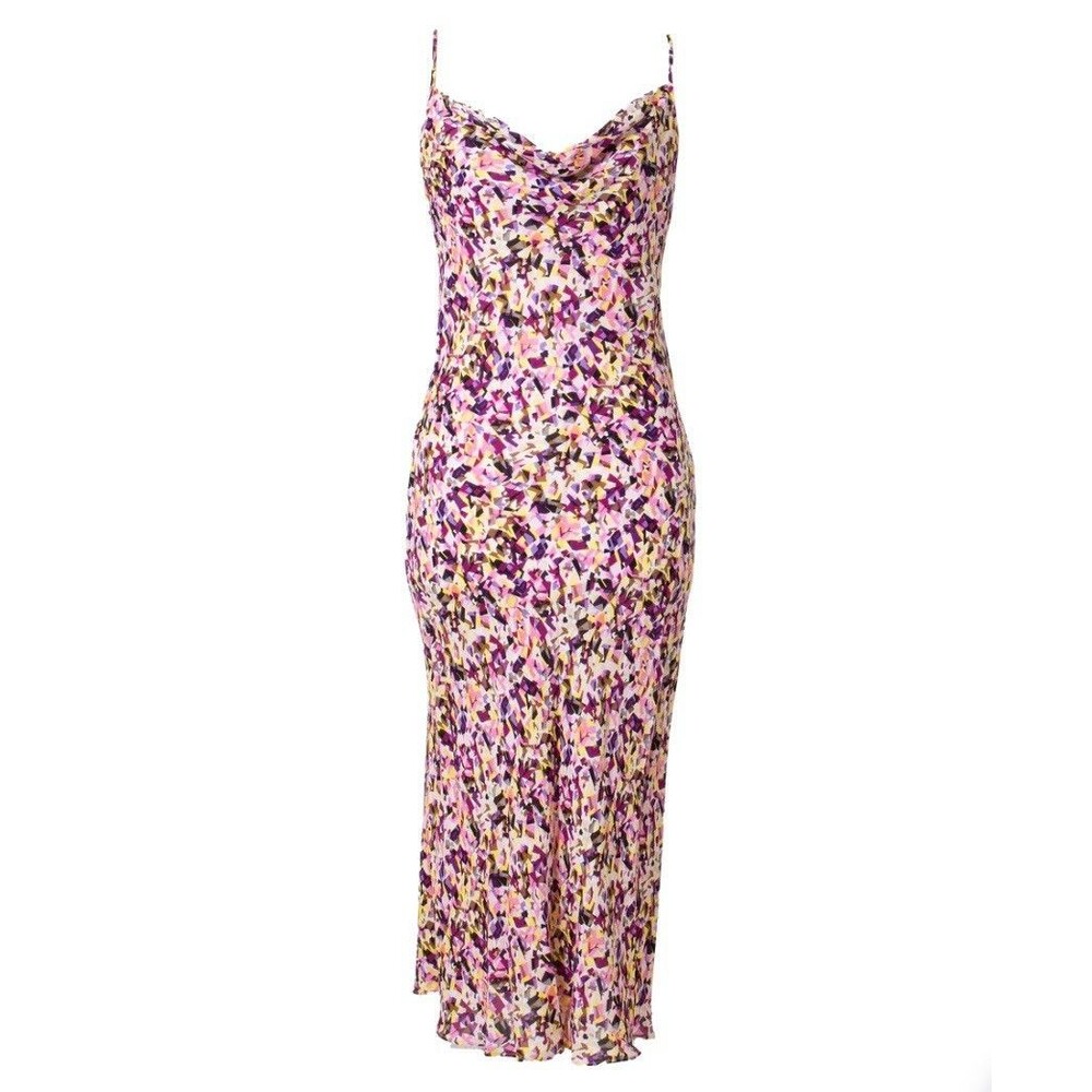 Diane Von Furstenberg Slip Dress Sz 6 100% Silk Colorful AbstractPrinted Bodycon